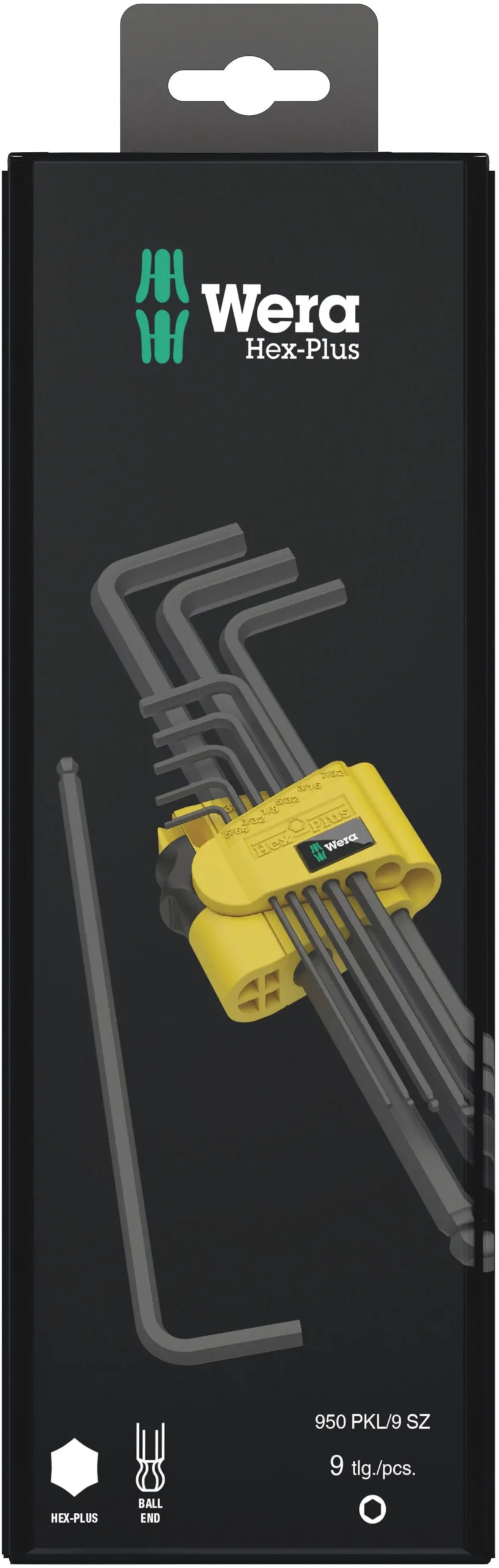 Wera 950/9 Hex-Plus Imperial 1 Sb L-Key Set, Imperial, Blacklaser, 9 Pieces 1
