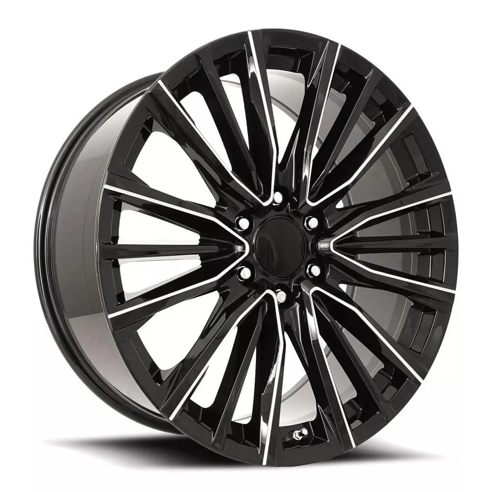 22X9 Gloss Black Balled Milled Fr205 Wheels (6X139.7, +28 Offset) 1