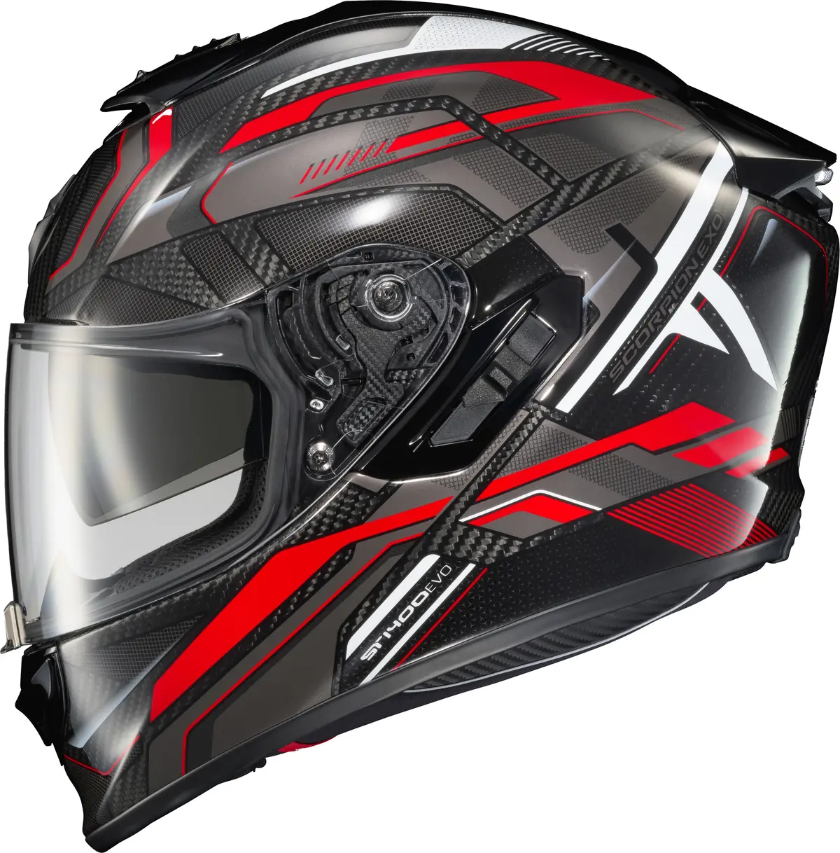 Scorpion Exo St1400 Evo Carbon Helmet Hex Gloss Red Large 1