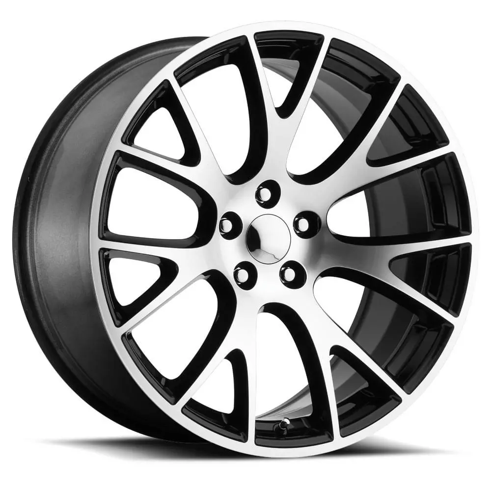 20X9.5 Black Machined Face Hellcat Style Wheels (Fr70, 5X115, +15 Offset) 1