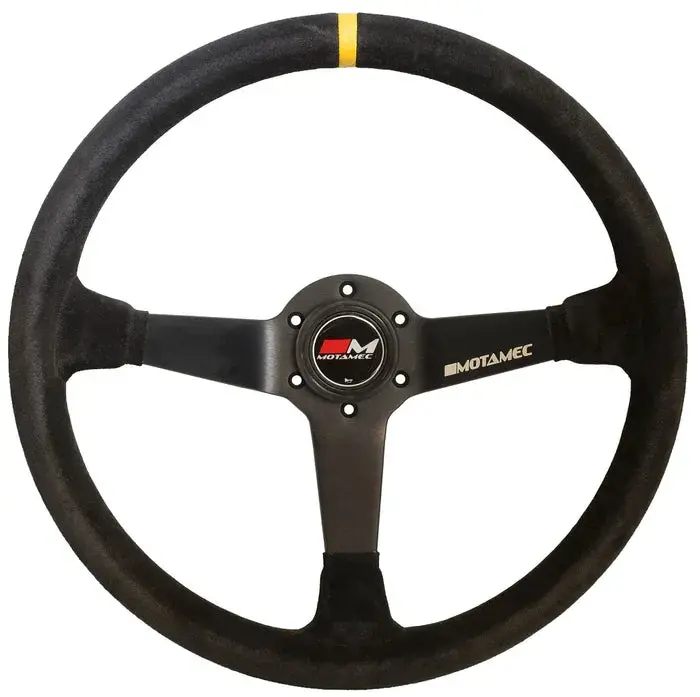 Motamec Rally Steering Wheel 380Mm Semi Dish Black Suede 1