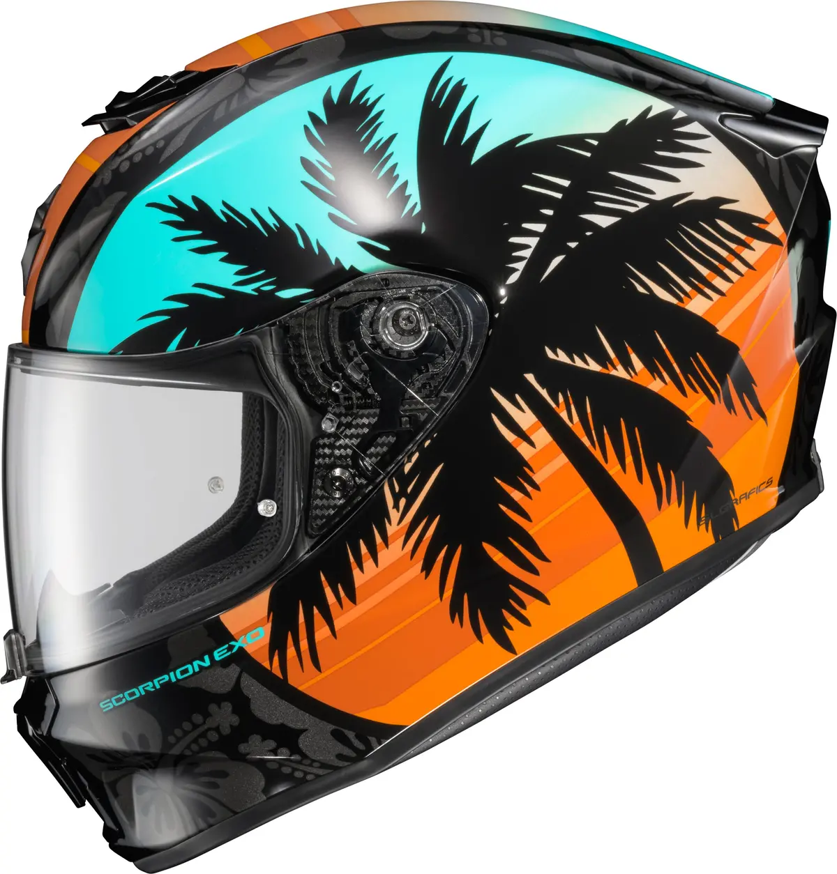 Scorpion Exo R330 Full-Face Helmet Tubbs Light Blue/Orange - Dot And Ece Certified 1