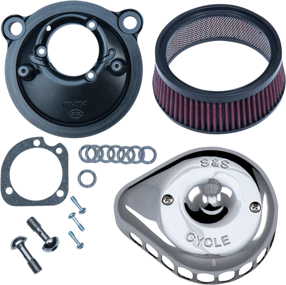 S&S Cycle Mini Teardrop Stealth Air Cleaner Kit - Chrome 170-0439C 1