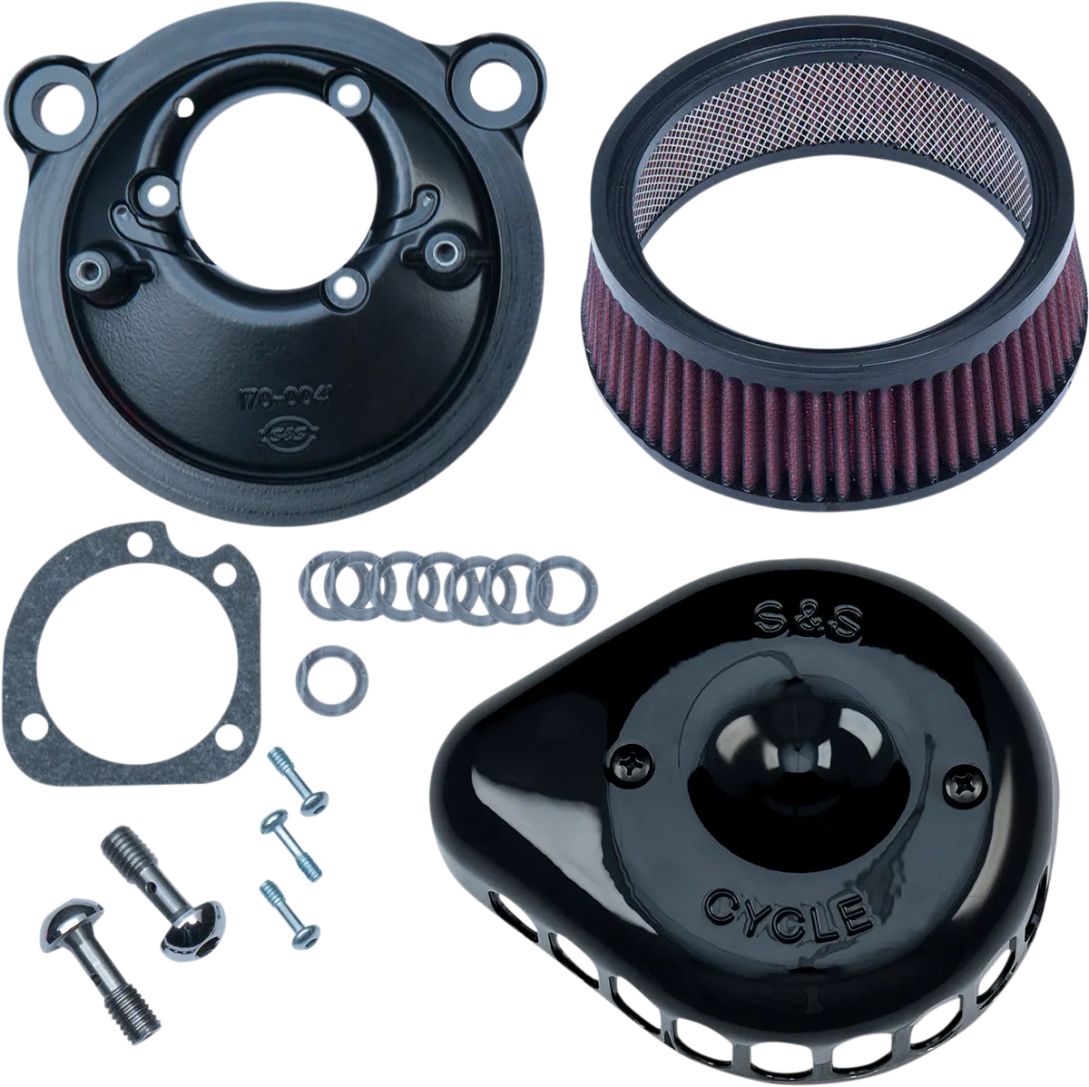S&S Cycle Mini Teardrop Stealth Air Cleaner Kit - Gloss Black 170-0440C 1