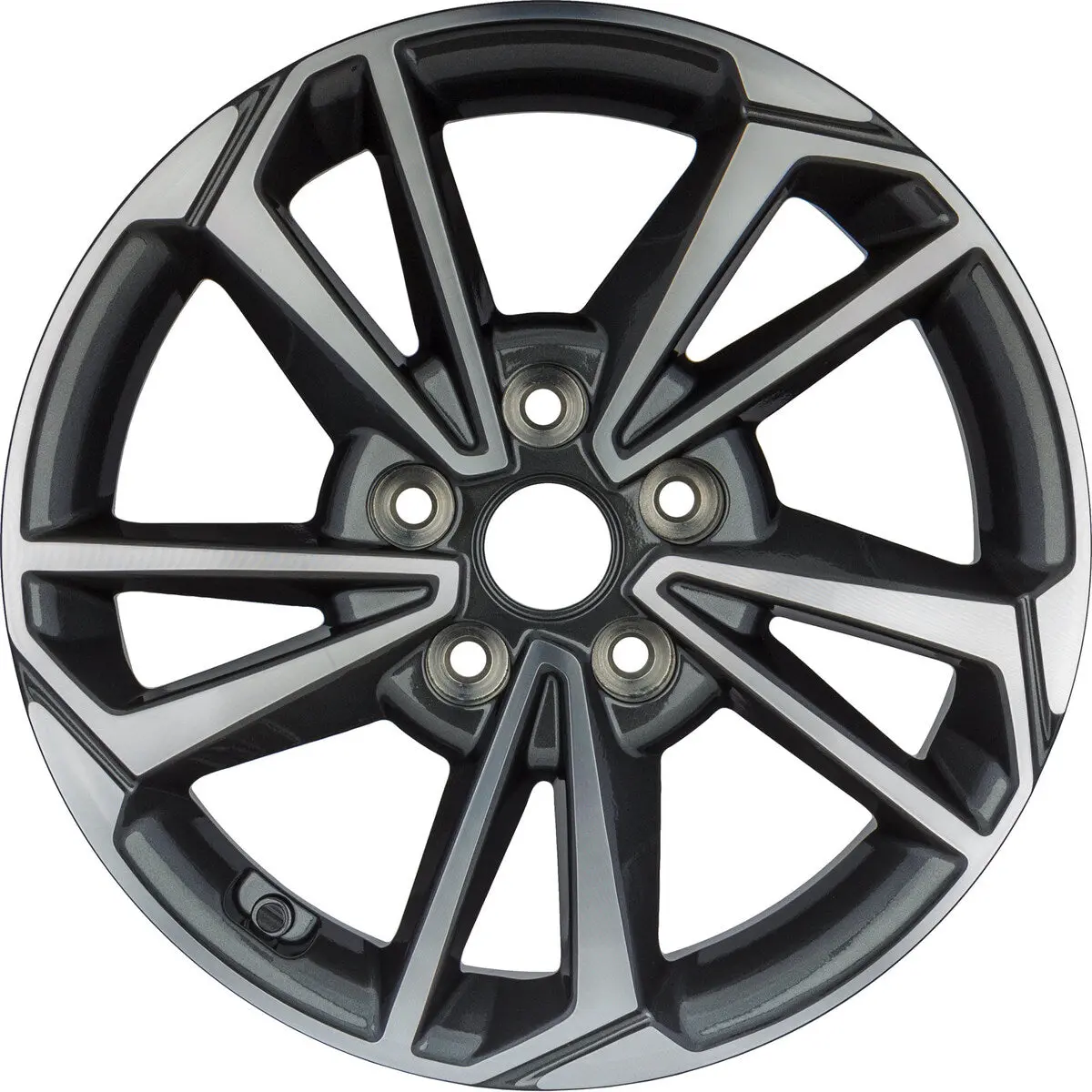 16X6.5 Factory Replacement New Alloy Wheel For 2022-2024 Kia Forte With 10 Spoke Machined Face With Painted Grey Pockets 1