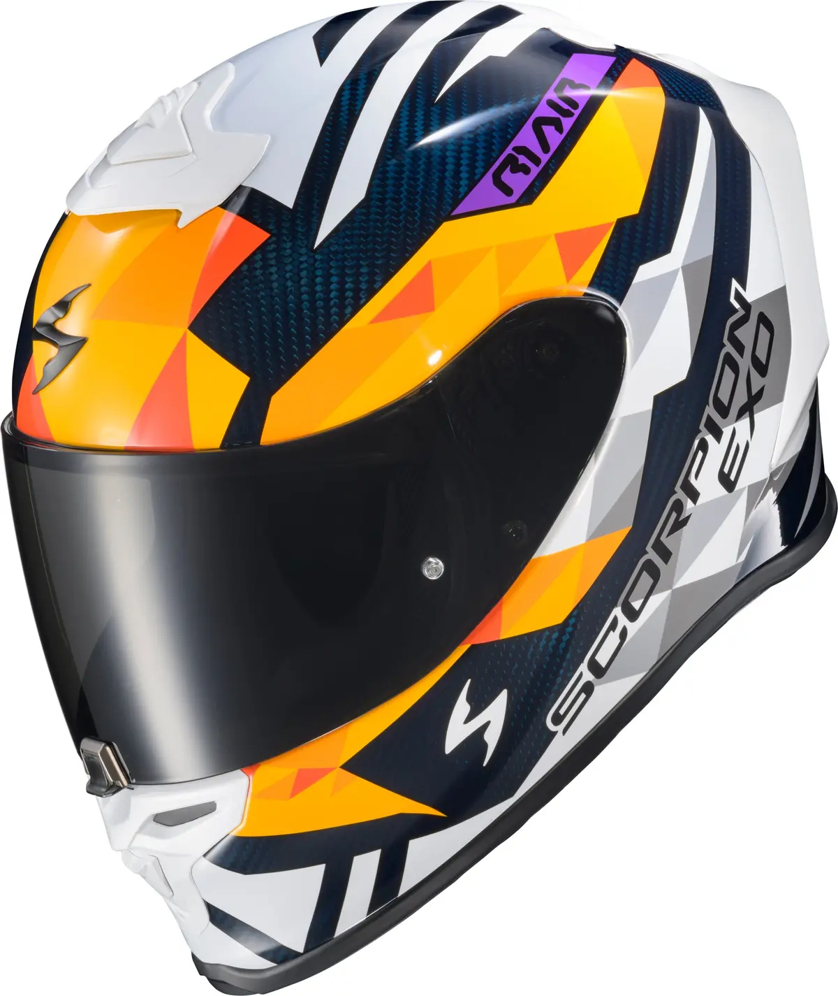 Scorpion Exo R1 Air Full Face Helmet Carbon Rastor Or/White/Blue Xl By Scorpion Exo - Part Number R1c-2116 1