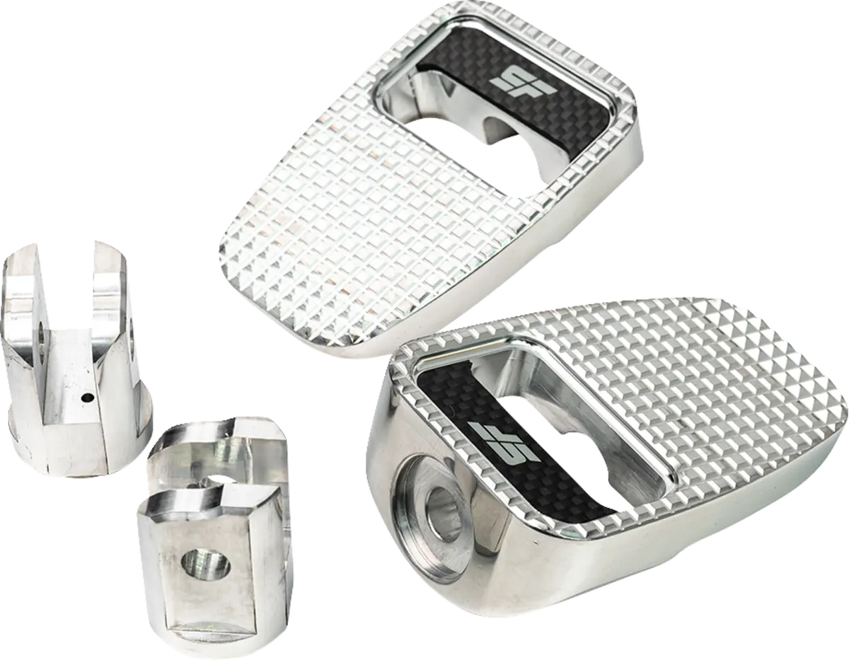 Slyfox Foot Pegs - Silver Polished - Front Sf-904-01-2 1