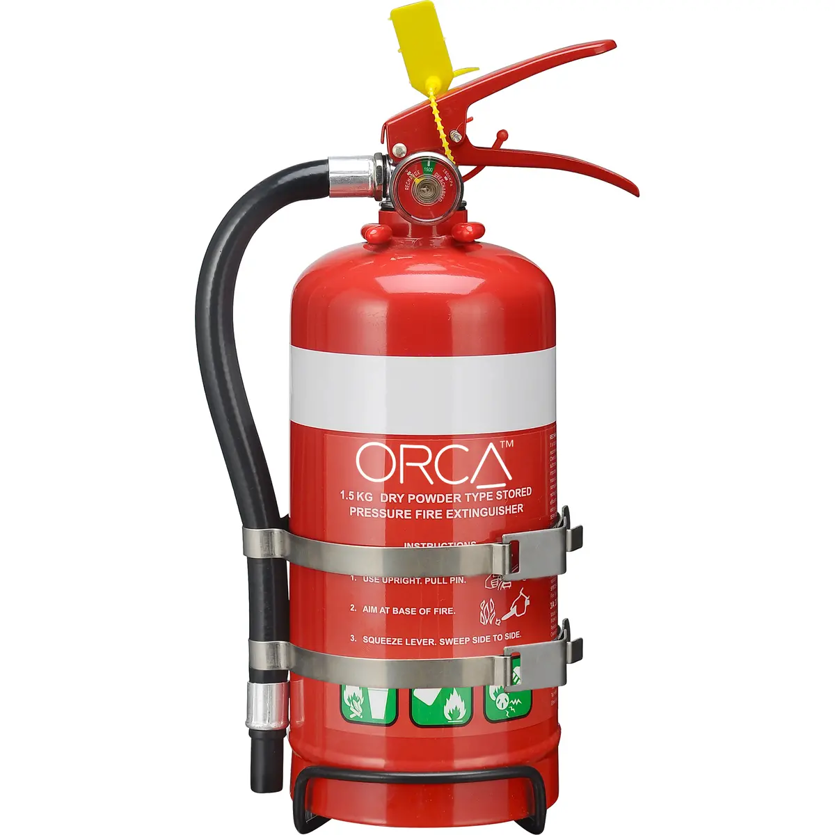 1.5Kg Orca Fire Extinguisher With Metal Double Strap Bracket 1