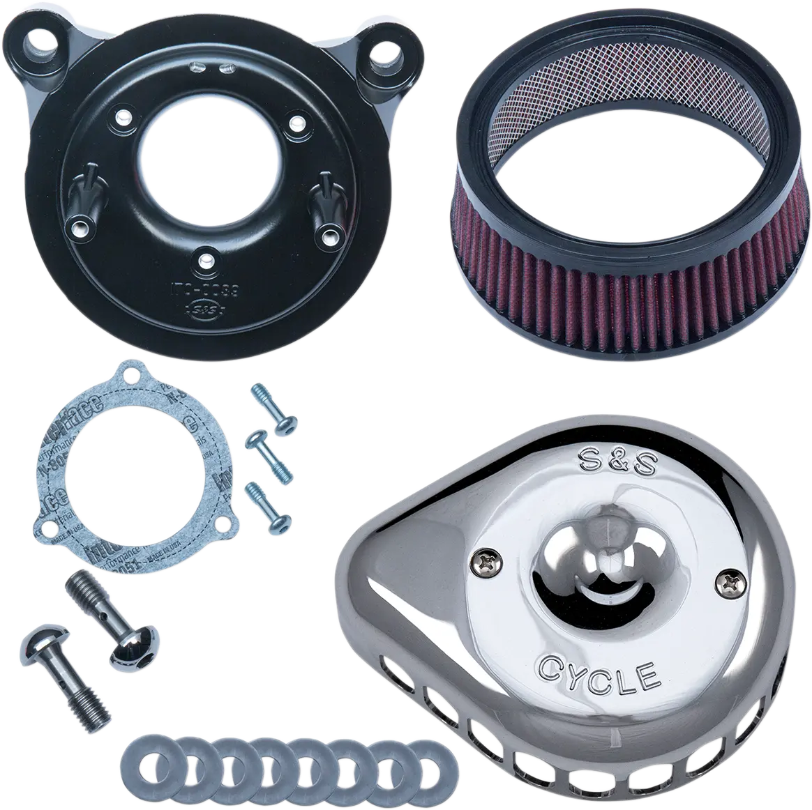 S&S Cycle Mini Teardrop Stealth Air Cleaner Kit - Chrome 170-0437 1