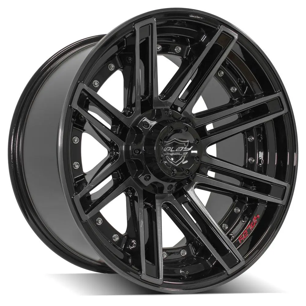 20X10 6X135mm & 6X5.5" Gloss Black With Brushed Face & Tinted Clear For Ford Expedition 2003-2023 1