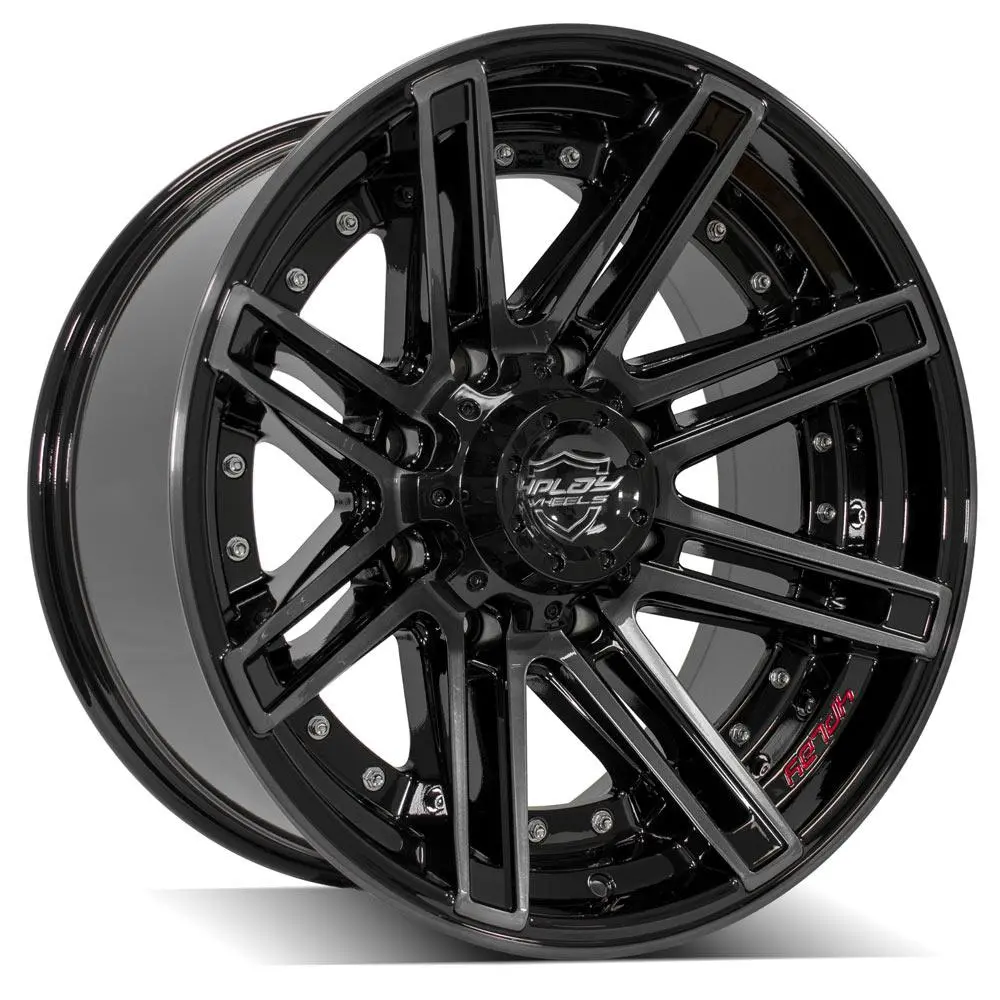 20X10 8X170mm Gloss Black With Brushed Face & Tinted Clear For Ford Excursion 2000-2005 1