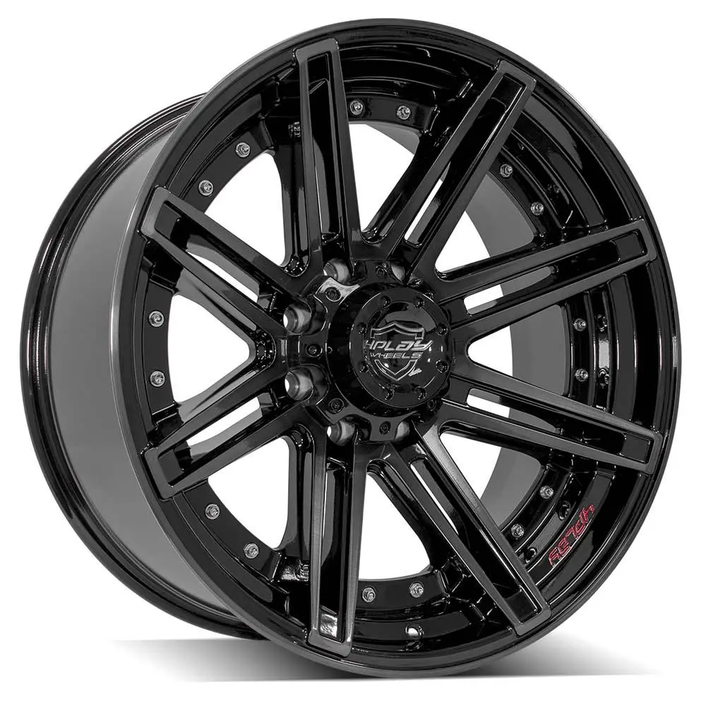 22X10 8X170mm Gloss Black With Brushed Face & Tinted Clear For Ford Excursion 2000-2005 1