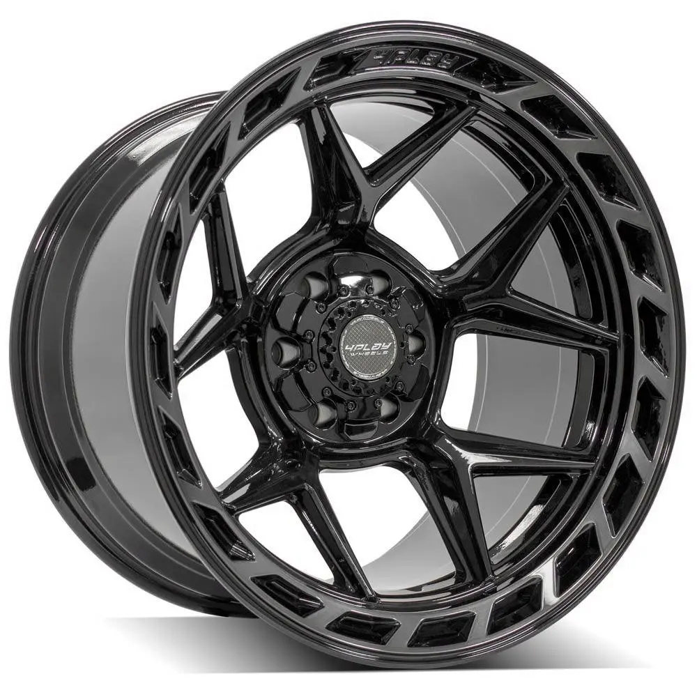 20X12 6X135mm & 6X5.5" Gloss Black With Brushed Face & Tinted Clear For Ford Expedition 2003-2023 1