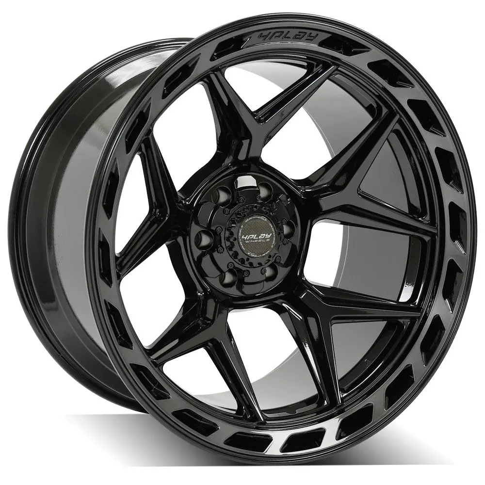 22X12 6X135mm & 6X5.5" Gloss Black With Brushed Face & Tinted Clear For Ford Expedition 2003-2023 1