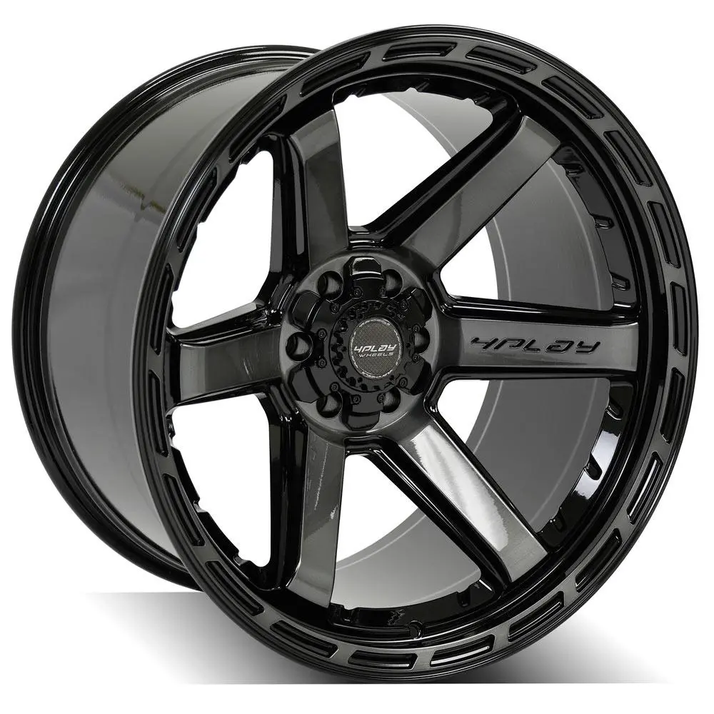 22X12 6X135mm & 6X5.5" Gloss Black With Brushed Face & Tinted Clear For Ford Expedition 2003-2023 1