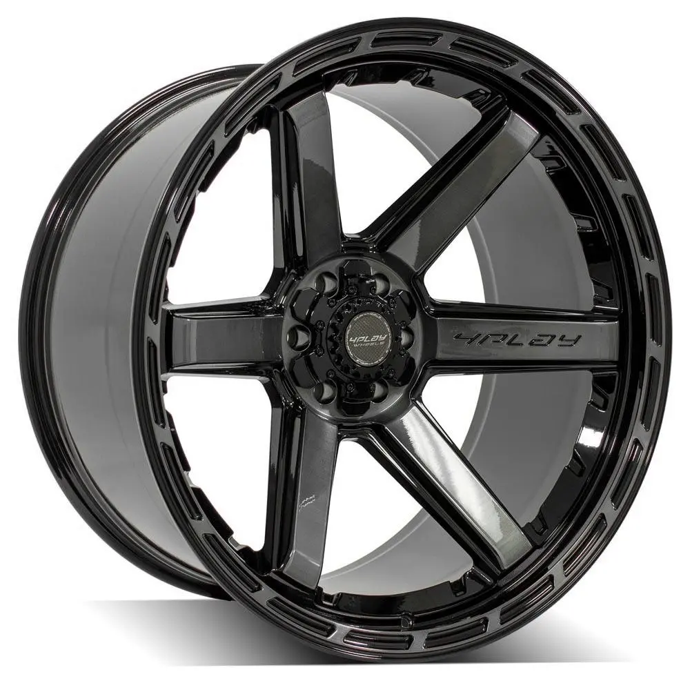 24X12 6X135mm & 6X5.5" Gloss Black With Brushed Face & Tinted Clear For Ford Expedition 2003-2023 1