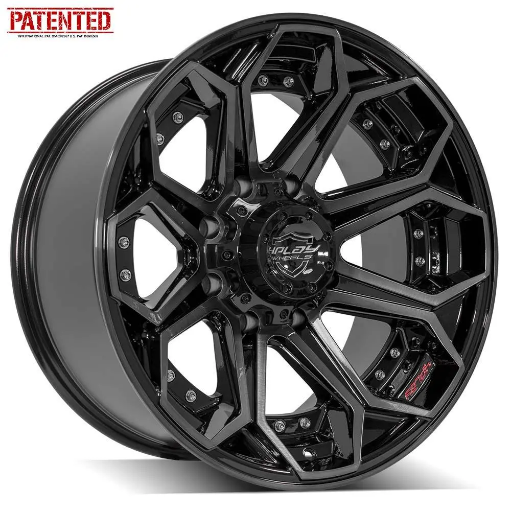 20X10 8X180mm Gloss Black With Brushed Face & Tinted Clear For Chevrolet Silverado 2500 Hd 2011-2023 1