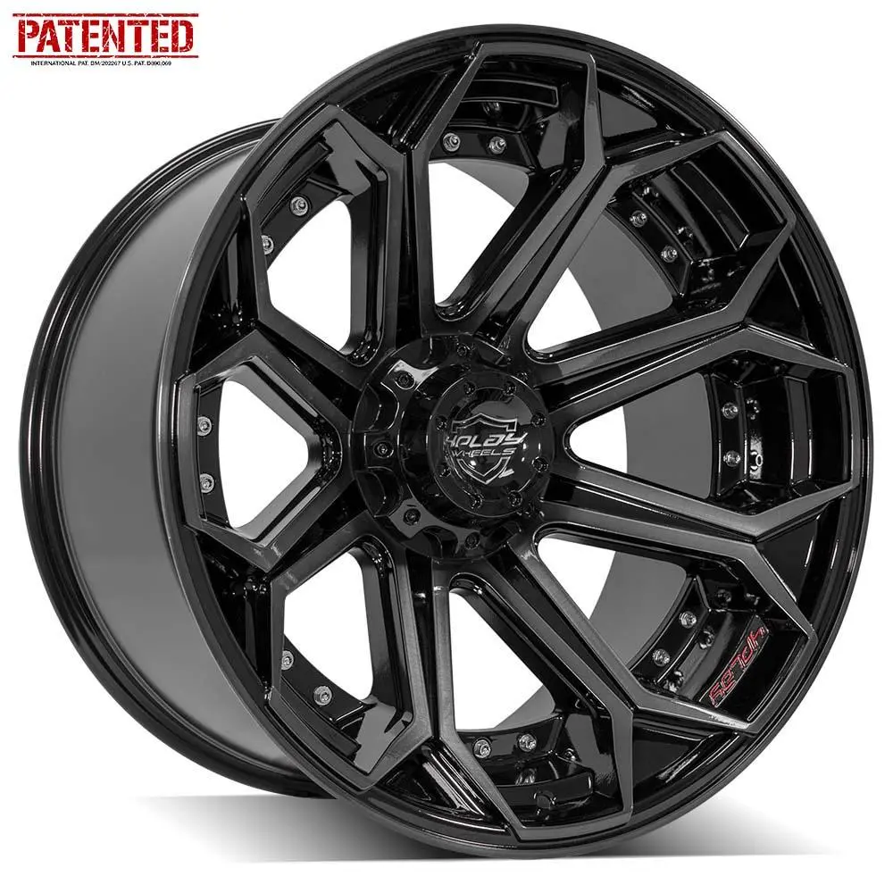 22X12 6X135mm & 6X5.5" Gloss Black With Brushed Face & Tinted Clear For Ford Expedition 2003-2023 1
