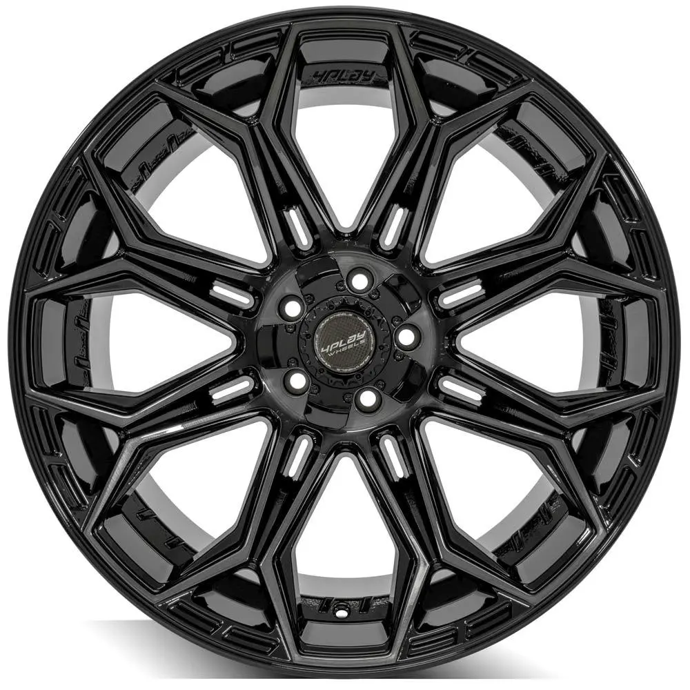 22X12 5X5" & 5X5.5" Gloss Black With Brushed Face & Tinted Clear For Jeep Gladiator 2020-2023 2