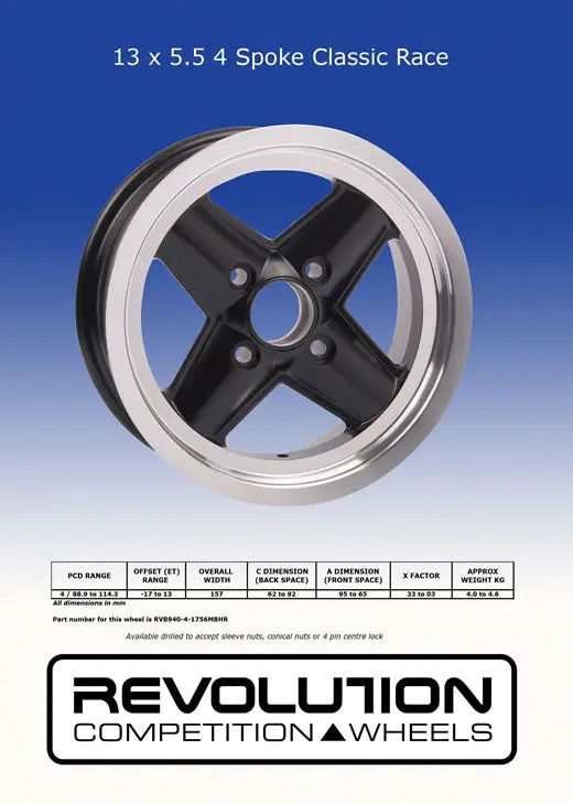 Rev 4 Spoke Race Wheels 13X5.5 Formula Ford 4X95.25 Et08 1