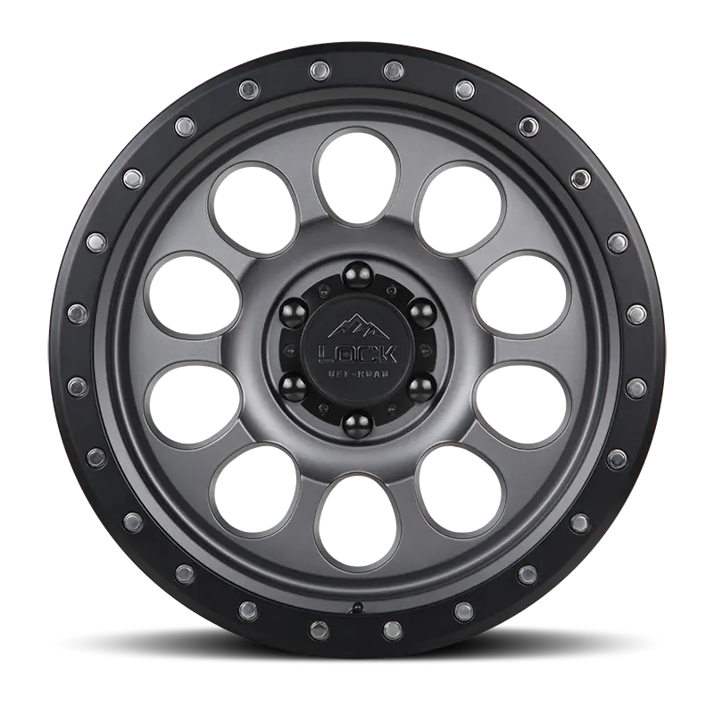 20X9 Lock Offroad 50Cal Matte Gray W/ Matte Black Ring | 6X139.7 | -12 Et | 106.2Mm Hub | Fits Toyota Tacoma (2005–2024), Toyota 4Runner (2003–2024) 1