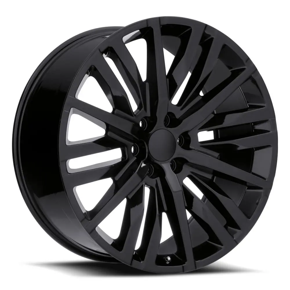 22X9 Gloss Black Gm Split-6 Spoke Style Wheels (Fr97, 6X139.7, +28 Offset) 1