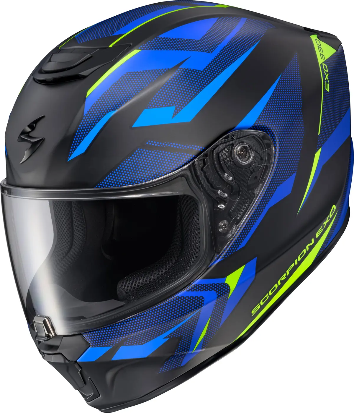 Scorpion Exo Exo R330 Full Face Helmet Saga Black/Blue/Hi Vis - Certified Safety And Comfort 1