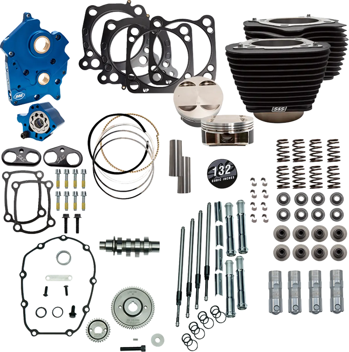 S&S Cycle 132" Power Pack - 550 Gear Drive - Oil Cooled - Black W/O Highlight Fins - 114"/117" M8 310-1234C 1