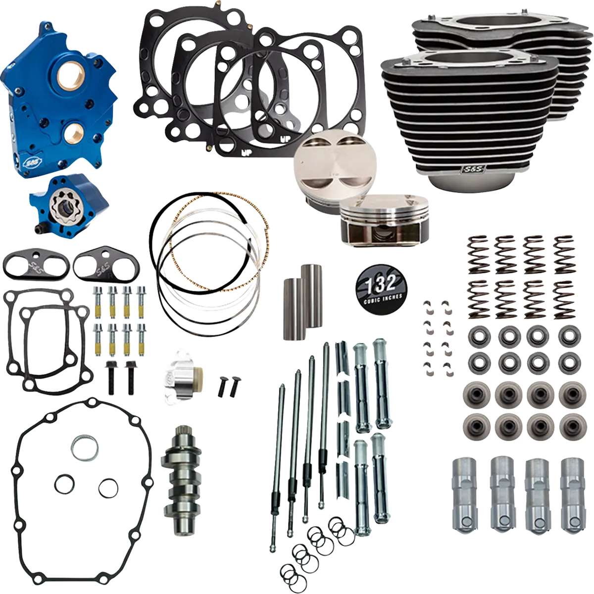 S&S Cycle 132" Power Pack - 550 Chain Drive - Oil Cooled - Wrinkle Black W/Highlight Fins - 114"/117" M8 310-1231C 1