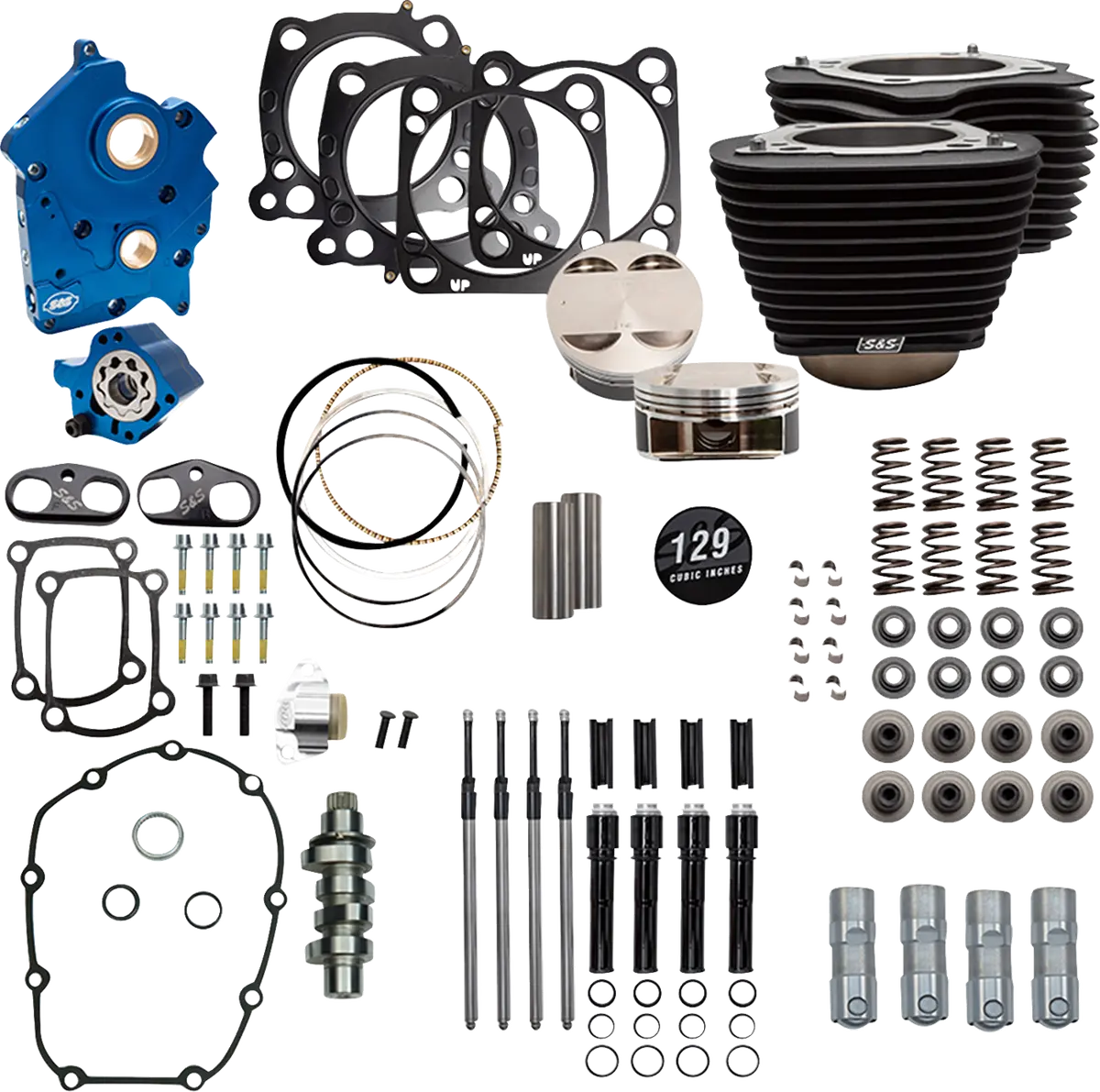 S&S Cycle 129" Power Pack - 550 Chain Drive - Oil Cooled - Wrinkle Black W/O Highlight Fins - 107" M8 310-1226C 1