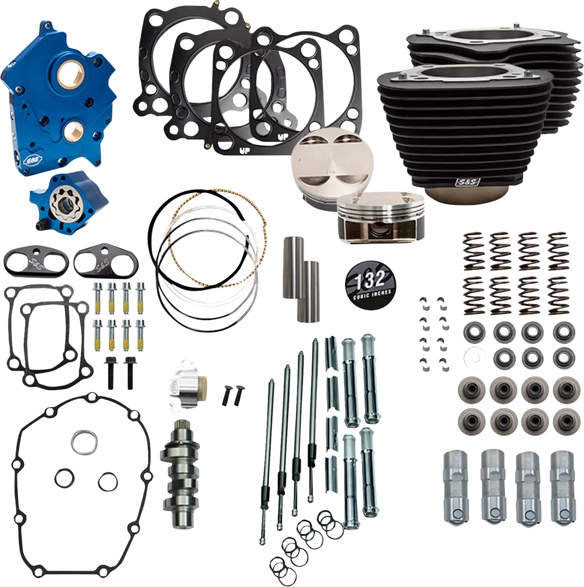 S&S Cycle 132" Power Pack - 550 Chain Drive - Oil Cooled - Black W/O Highlight Fins - 114"/117" M8 310-1233C 1