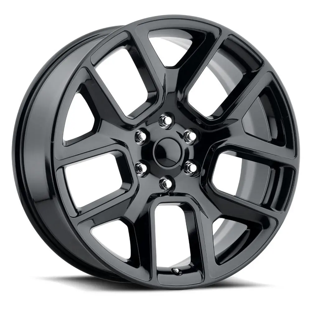 22X9 Gloss Black Ram 1500 Replica Wheels (Fr76, 6X5.5, +15 Offset 1