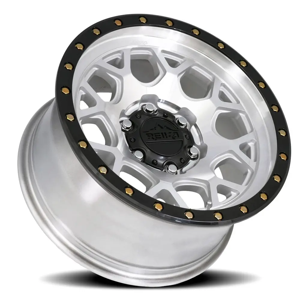 17X8.5 Aluminum Wheel With 6X120 Bolt Pattern - Machined / Gloss Black Ring 2