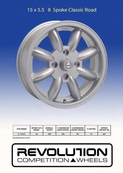 Revolution 15X5.5 8 Spoke 4X114.3 Et20 Silver 1