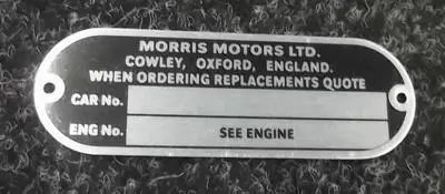 Morris Mini Chassis Plate 1