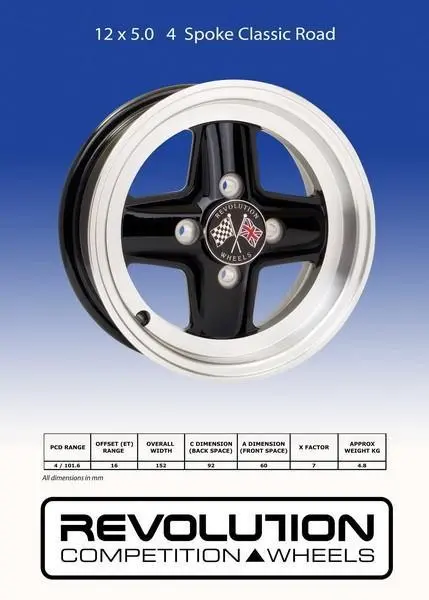 Revolution 12 X 5.0 4 Spoke 4X101.6 Et16 - 2 Only Sold As A Pair 1