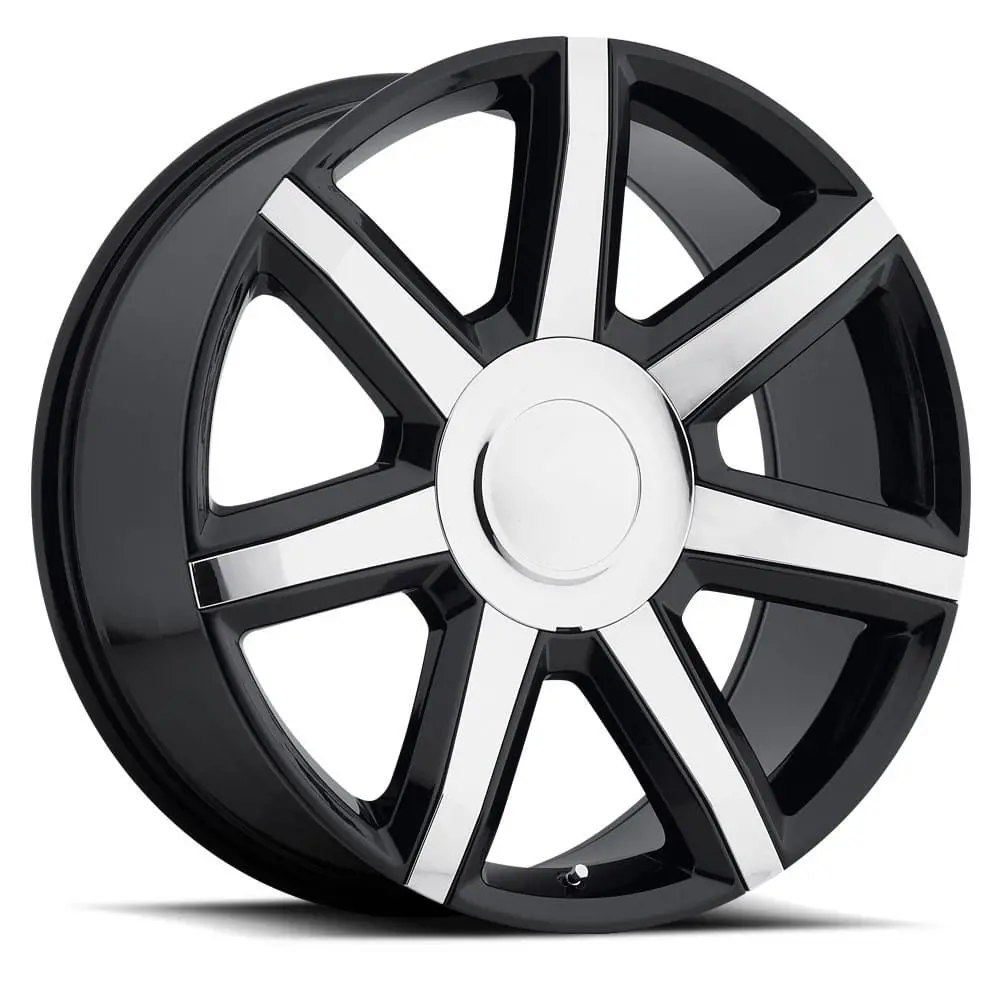 22X9 Gloss Black Chrome Inserts Escalade Style Wheels (Fr56, 6X139.7, +24 Offset) 1