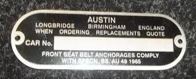Austin Chassis Plate Mini Mk1/2 1