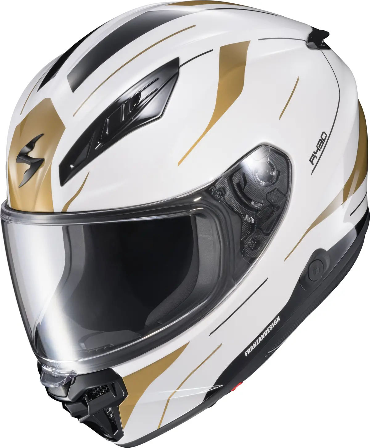 Scorpion Exo Exo R430 Cutlass White/Gold Medium Full Face Motorcycle Helmet 1
