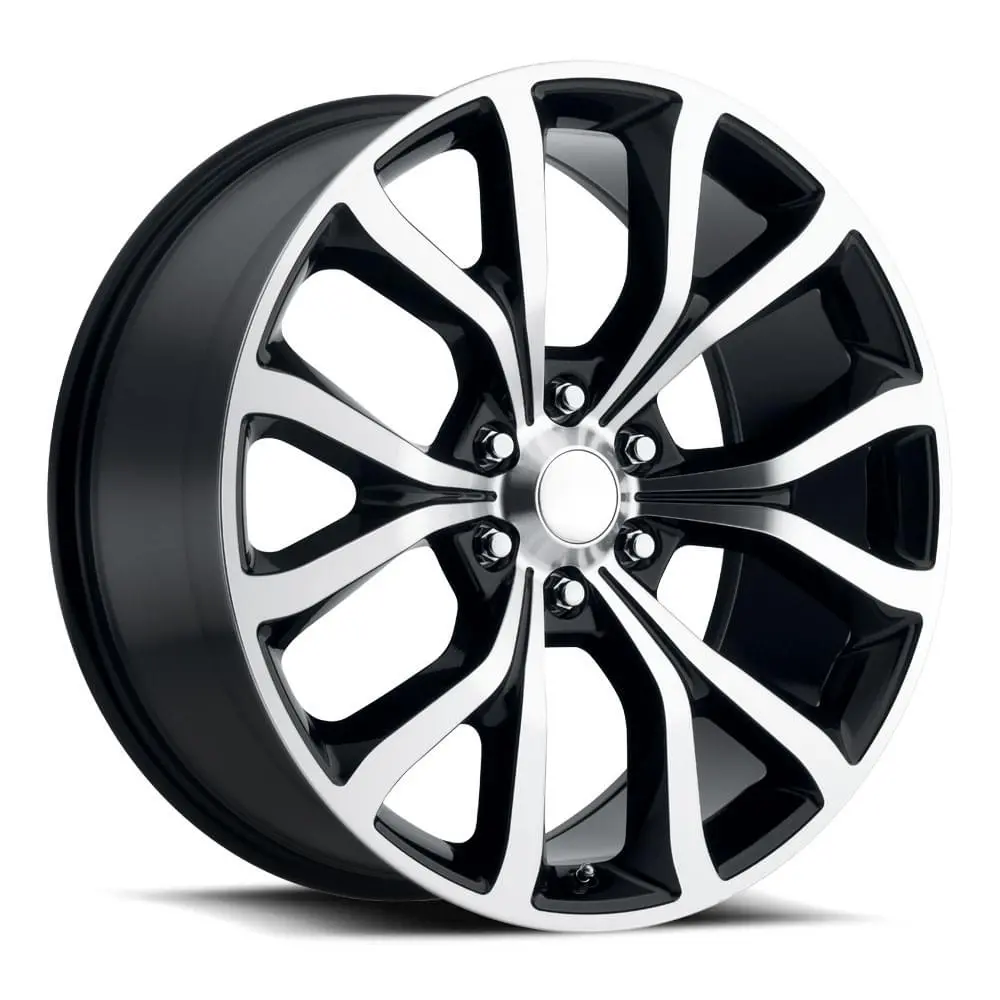 22X9.5 Gloss Black Machined Face Ford Expedition Style Wheels (Fr52, 6X135, +44 Offset 1