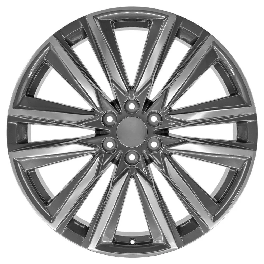 24X10 Replica Wheel Ca91 Fits Cadillac Escalade - Gunmetal With Polished Face 1