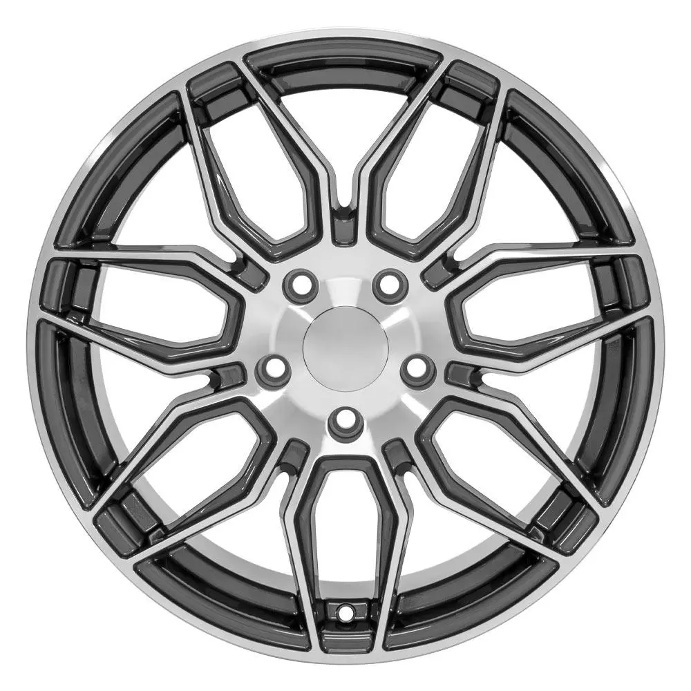 18X8.5 Replica Wheel Cv03c Fits Chevrolet C7 Corvette - Gunmetal Machined 1