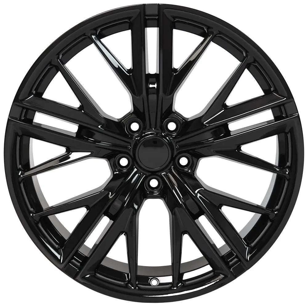 20" Replica Wheel Cv25 Fits Chevrolet Camaro Zl1- Design One With Lug Nuts |Black - Gm/Dodge/Jeep Factory Style - Set Of 20 - 14X1.5Mm - 7/8" Hex 1