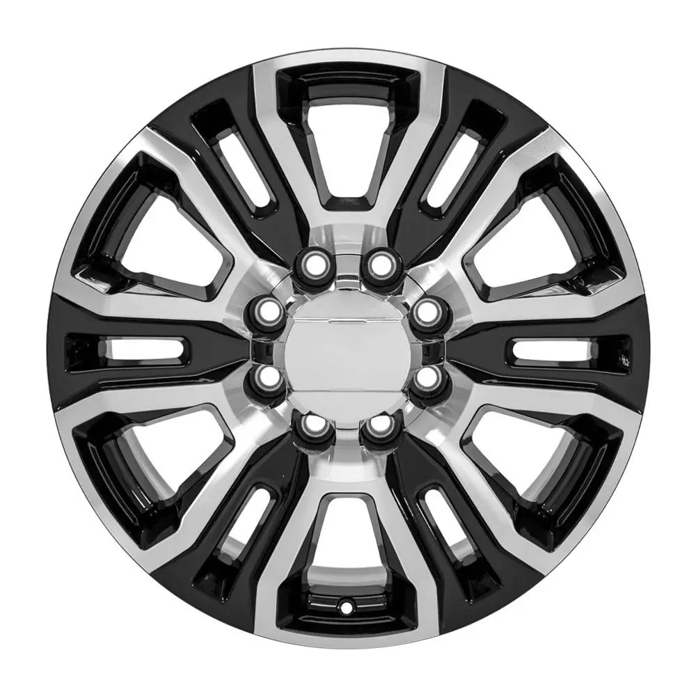 20X8.5 Replica Wheel Cv70a Fits Gmc Sierra 2500 3500 Hd Denali - Black Machined 1