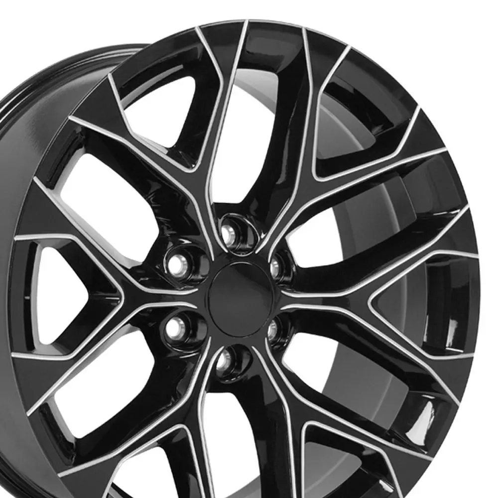22X9 Replica Wheel Cv98b Fits Chevy Silverado - Black With Milled Edge 2