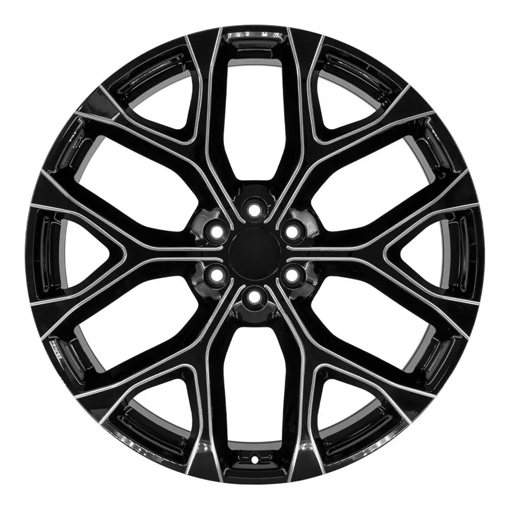 26X10 Replica Wheel Cv98b Fits Chevy Silverado - Black With Milled Edge 1