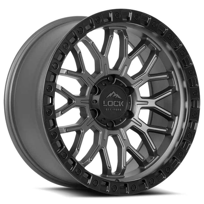 17X9 Lock Offroad Combat Matte Gray W/ Matte Black Ring | 5X127 | +1 Et | 71.5Mm Hub | Fits Jeep Wrangler Jl (2018–2024), Jeep Gladiator (2020–2024) 1