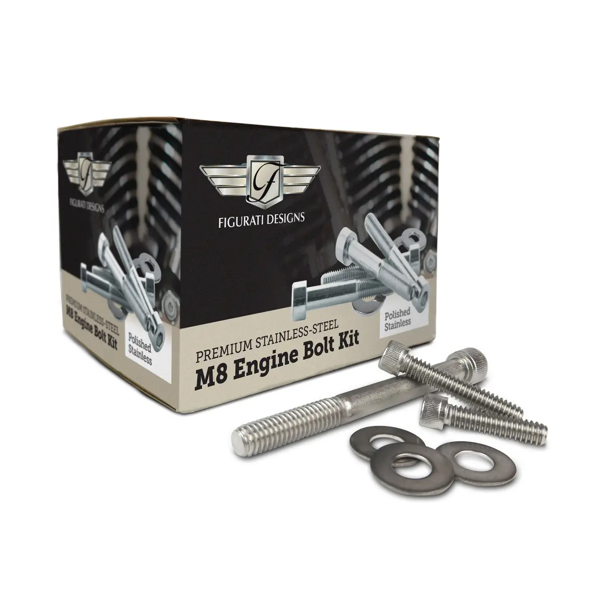 Figurati Designs Engine Bolt Kit M8 Polished Stainless-Steel 1