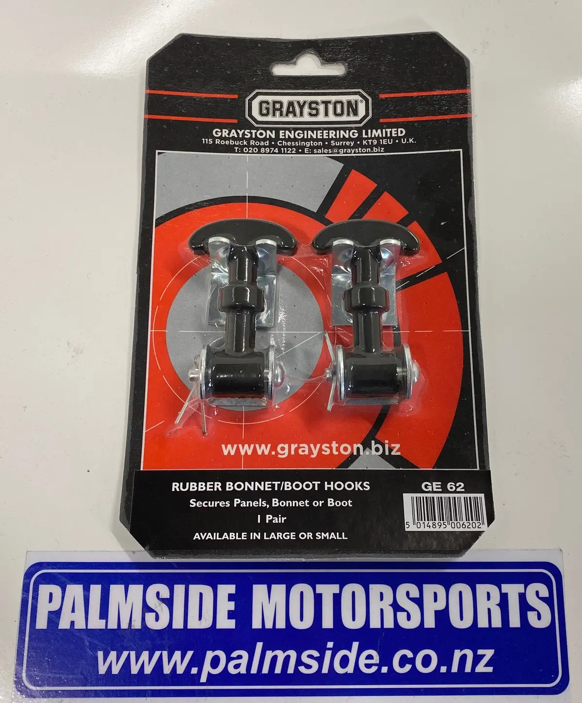 Grayston Rubber Bonnet/Boot Hooks - Sml 1
