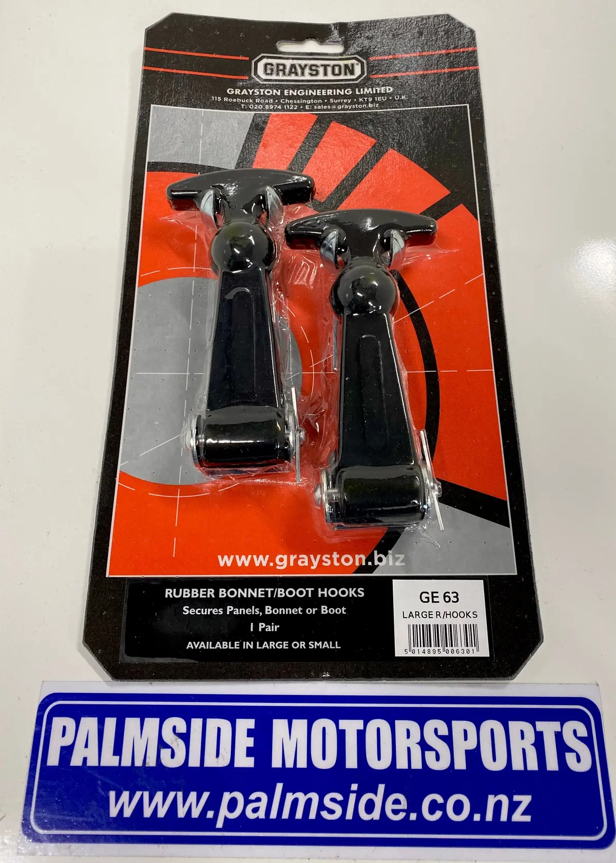 Grayston Rubber Bonnet/Boot Hooks - Lge 1